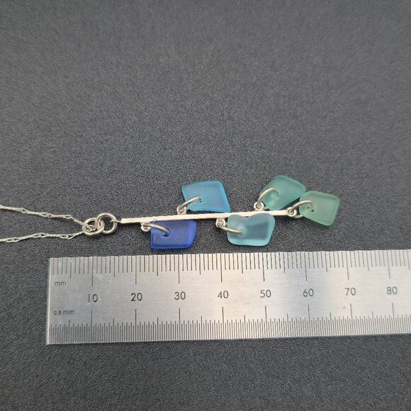18 Inch Sterling Silver Colorful Sea Glass Pendant Necklace A6406 - Picture 5 of 6
